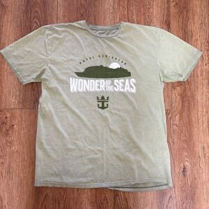 Royal Caribbean Wonder of the Seas Graphic T-Shirt Green Mens L Souvenir Tee